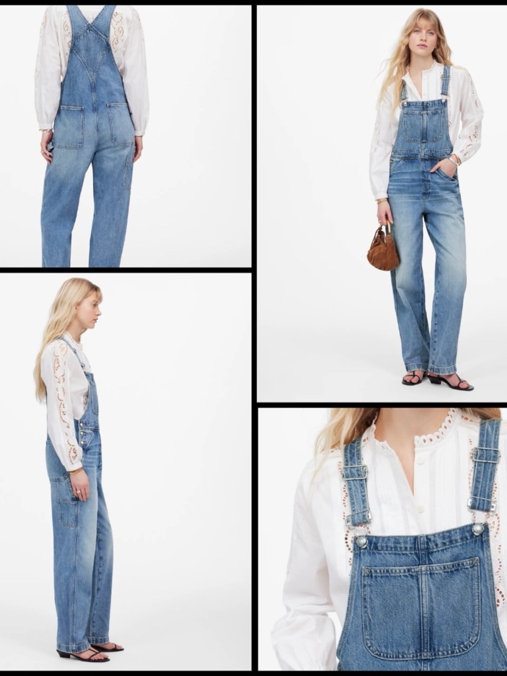 Madewell Oversize Denim Carpenter Overalls - Lewisberg Wash Size XL